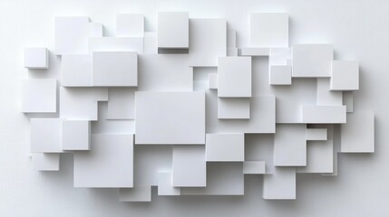 Abstract white cube cluster, 3D render.