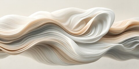 Obraz premium Abstract swirling beige and white fluid forms.