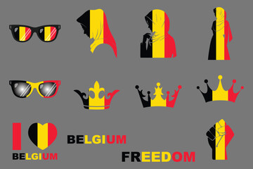Flag of Belgium Set, Original and simple Belgium flag Bundle, vector illustration of Belgium flag Collection

