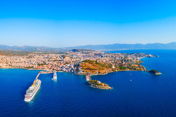 Naklejka premium Kusadasi city aerial panoramic view in Aydin Province, Turkey