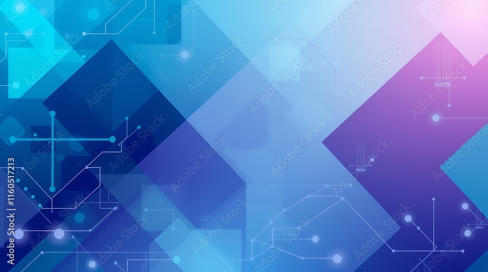 Poster abstract tech background: a captivating blend of geometric shapes and digital circuits in vibrant bl