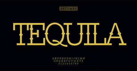 Elegant tattoo alphabet, dead day slab serif letters, traditional vintage Chicano font for saloon logo, bar sign, retro western text, headlines, alcohol branding. Old school typography. Vector typeset