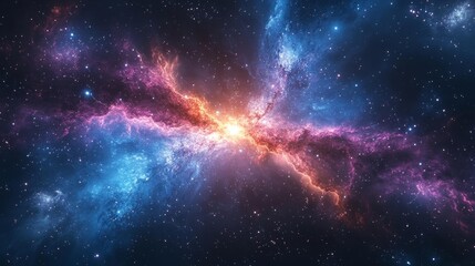 Naklejka premium Colorful Galactic Explosion with Stars and Nebula. Generative AI