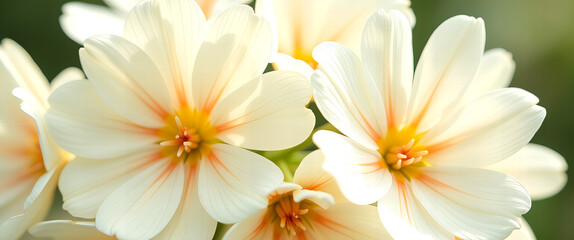 Naklejka premium Close-Up of White and Yellow Flowers in Soft Sunlight