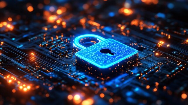 Cybersecurity Digital Padlock Illustration. Generative AI