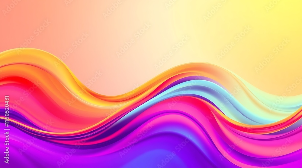 Poster vibrant wave abstract: a mesmerizing abstract artwork featuring dynamic, flowing waves in a spectrum