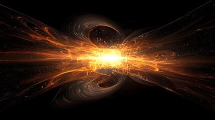 A bright orange explosion in space with a black background