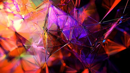 A colorful abstract image with purple and orange shapes