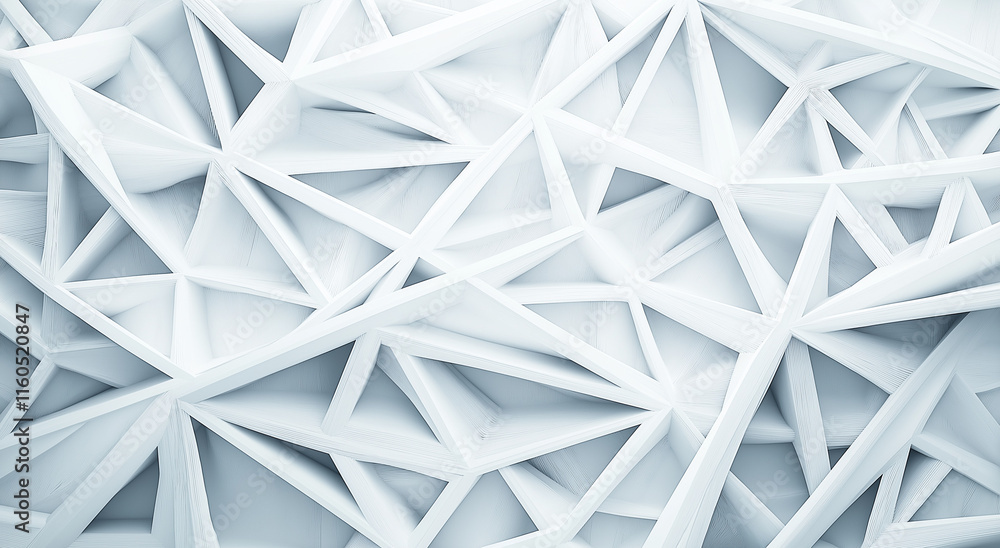 Poster abstract low-poly mesh on white background with light gray tones, adding futuristic depth. ideal for