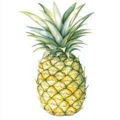 Fototapeta premium Watercolor pineapple illustration tropical fruits art display vibrant colors artistic viewpoint, isolated on white background