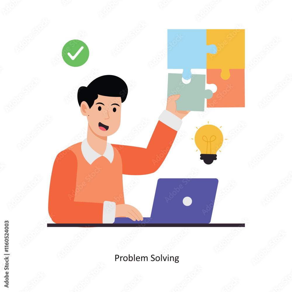 Poster problem solving concept vector illustration. product management isolated on white background.