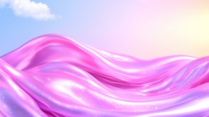 Shimmering pink waves under a pastel sky