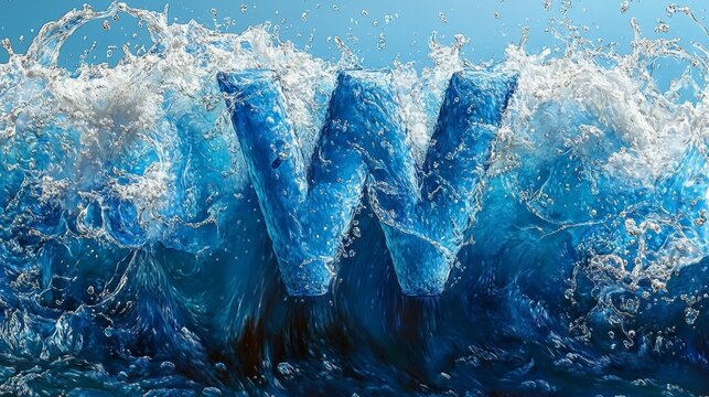 Water Splash Forming the Letter W. Generative AI