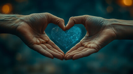 Fototapeta premium Hands Forming a Celestial Heart
