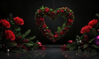 Classic Valentine’s Roses and Hearts - Timeless Romantic Design Featuring Elegant Red Florals and Subtle Heart Shapes