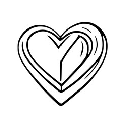 Contemporary Heart Black and White Vector Art