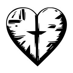 Sleek Black and White Heart Vector Illustration