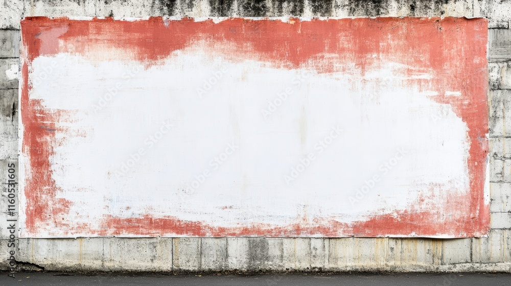 Poster dynamic interplay of red and white geometric patterns on a textured wall design red