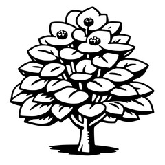 Modern Dogwood Tree Vector Graphic in Black and White