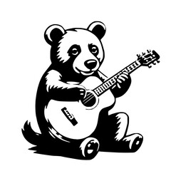 Stylized Bear with Guitar Vector Art
