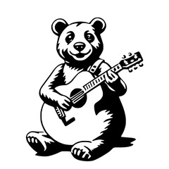 Creative Bear Guitar Player Vector Design