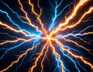 Obraz premium Abstract Hot Fire and Lightning, Red fantasy lightning, Earth in hell and Dynamic Energy Backgrounds for Creative Designs