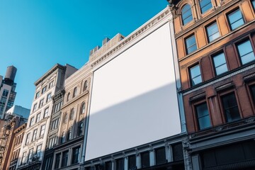 Obraz premium Plan white flex banner on a hug building 