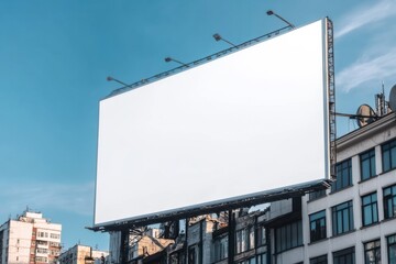 Obraz premium Plan white flex banner on a hug building 