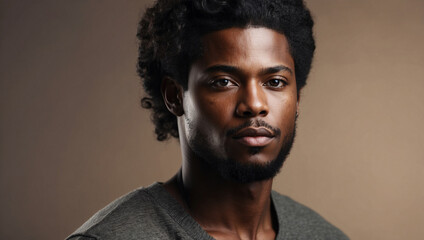 Obraz premium A Striking Beauty Portrait of an African American Man Capturing Confidence and Style