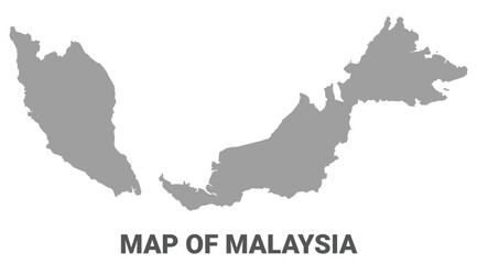 Simple flat Malaysia map Grey vector