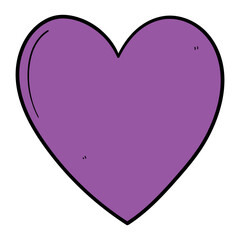 Hand drawn cartoon violet heart on white background.
