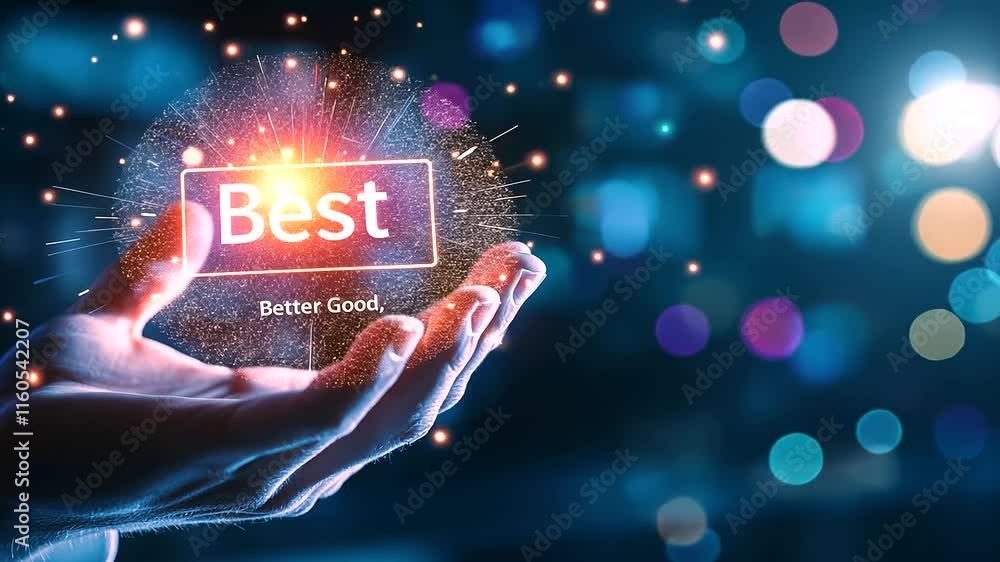 Poster best label in tech setting symbolizing excellence and improvement
