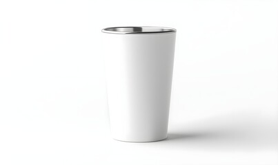 A sleek, minimalist white stainless steel tumbler with a matte finish, presented in a photo-realistic rendering on a white background