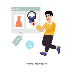 Finding Shopping Sale  concept vector illustration. Shopping and Sale isolated On white Background.             