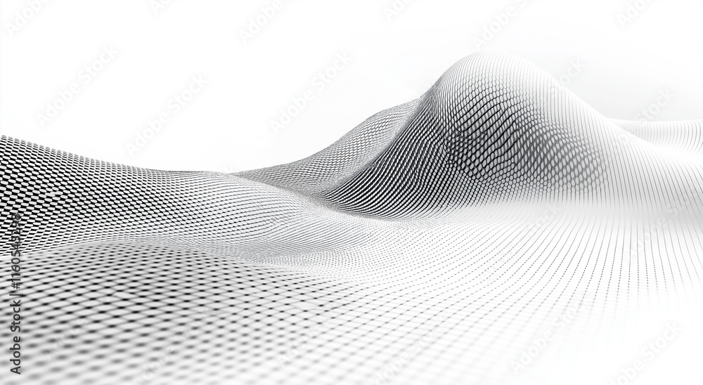 Poster abstract low-poly mesh on white background with light gray tones, adding futuristic depth. ideal for