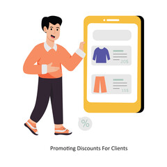 Promoting Discounts For Clients concept vector illustration. Shopping and Sale isolated On white Background.             