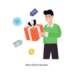 Wins Online Voucher concept vector illustration. Shopping and Sale isolated On white Background.              