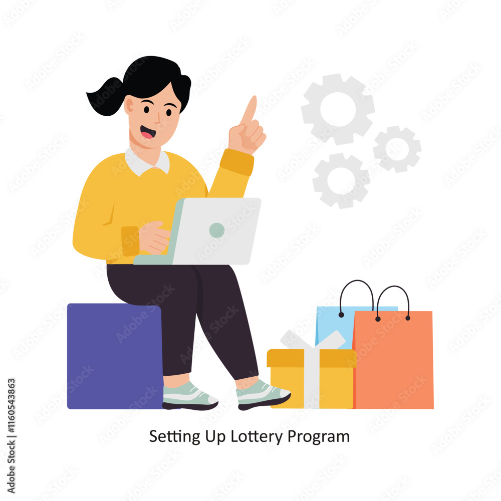 Poster setting up lottery program concept vector illustration. shopping and sale isolated on white backgrou
