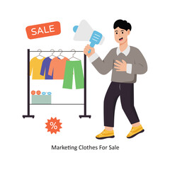 Marketing Clothes For Sale concept vector illustration. Shopping and Sale isolated On white Background.                