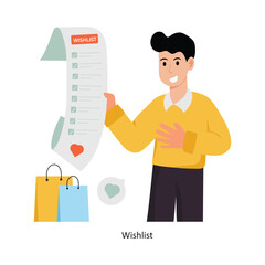 Wishlist concept vector illustration. Shopping and Sale isolated On white Background.                