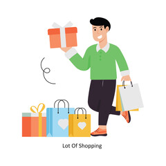  Lot Of Shopping concept vector illustration. Shopping and Sale isolated On white Background.              
