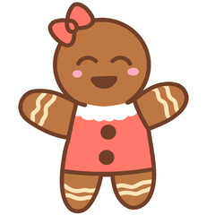 Cute Gingerbread Man Illustration with Red Scarf