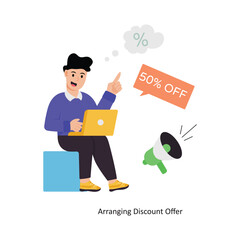 Arranging Discount Offer concept vector illustration. Shopping and Sale isolated On white Background.            