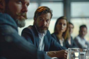 Corporate business team and manager in a meeting  close up