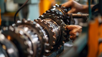 A close-up of a worker performing quality checks on industrial machinery