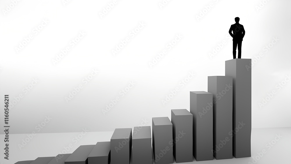 Poster business growth journey abstract business concepts represented by a figure on a graph in a minimalis