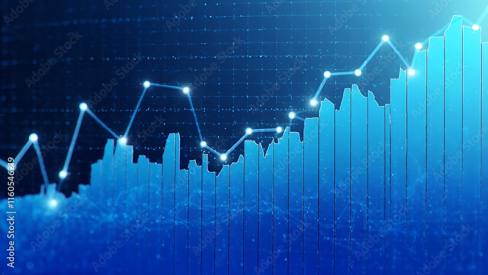 Poster dynamic abstract business growth trends finance sector infographic visualization digital environment