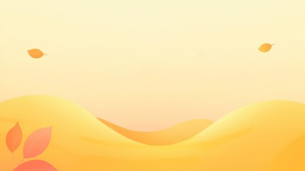 Gentle autumn hills with falling leaves.