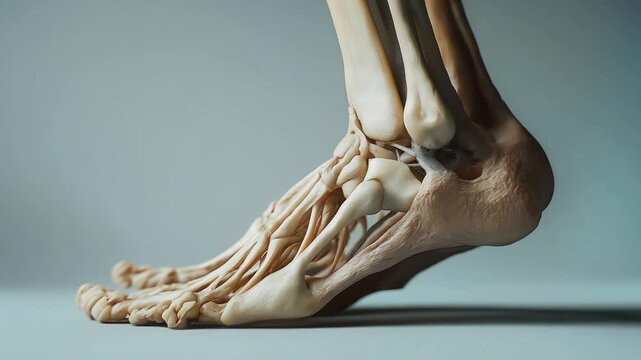 Meticulously detailed anatomical model of the human feet and lower legs, Anatomical foot skeleton model	
