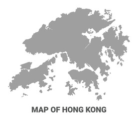 Simple flat Hong Kong map Grey vector